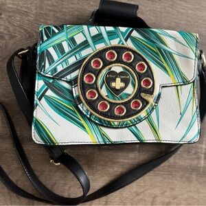 Betsey Johnson Green and Black Palm Crossbody Bag